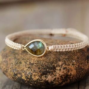 Teardrop Labradorite Healing Braided Bracelet